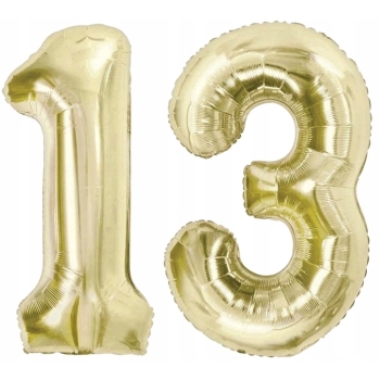 ZESTAW BALONY 13 URODZINY ZŁOTY ZŁOTE SZAMPAŃSKI 13 ROCZNICA ŚLUBU 100 CM