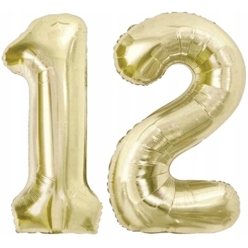 ZESTAW BALONY 12 URODZINY ZŁOTY ZŁOTE SZAMPAŃSKI 12 ROCZNICA ŚLUBU 100 CM