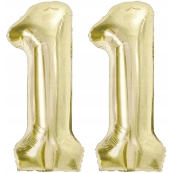 ZESTAW BALONY 11 URODZINY ZŁOTY ZŁOTE SZAMPAŃSKI 11 ROCZNICA ŚLUBU 100 CM