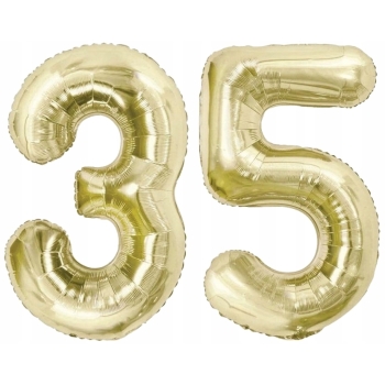 ZESTAW BALONY 35 URODZINY ZŁOTY ZŁOTE SZAMPAŃSKI 35 ROCZNICA ŚLUBU 100 CM