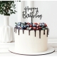 Topper na tort PartyPal Happy Birthday czarny 13,5 cm
