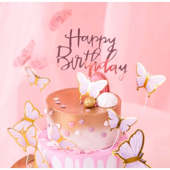 Topper PartyPal Happy Birthday 13,5 cm różowy rose gold