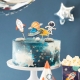 Toppery pikery na tort urodziny kosmos 5 cm 7 sztuk