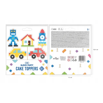 TOPPERY na tort pikery KLOCKI LEGO BLOCK dekoracja urodziny 5 szt