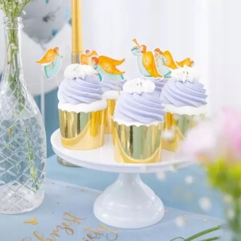 Toppery na tort Anioły 9 cm 6 szt na chrzest chrzciny