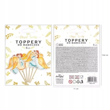 Toppery na tort Anioły 9 cm 6 szt na chrzest chrzciny