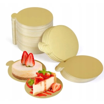 Bankietówka OKRĄGŁA złota podkładki pod monoporcję ciasto 8 cm 100 szt