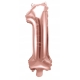 BALON FOLIOWY ROSE GOLD CYFRA 1 URODZINY 35 CM