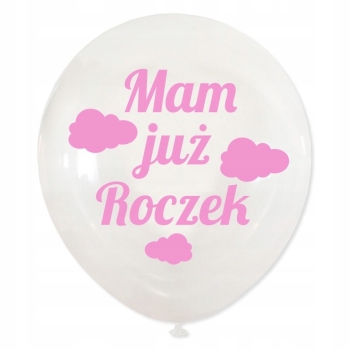 Balony przezroczyste na ROCZEK 1 urodziny 5 szt