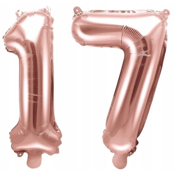 ZESTAW BALONY NA 17 URODZINY LAT ROSE GOLD + IMIĘ