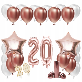 ZESTAW BALONY 20 ROCZNICA ŚLUBU ROSE GOLD