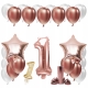 ZESTAW BALONY ROCZEK 1 URODZINY ROSE GOLD