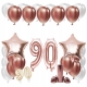 ZESTAW BALONY NA 90 URODZINY LAT ROSE GOLD