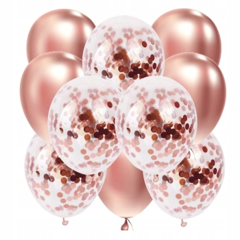 Balony Zestaw Konfetti Rose Gold Chrzest Roczek