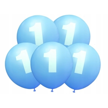 BALONY ROCZEK 1 URODZINY NIEBIESKIE 5 SZT