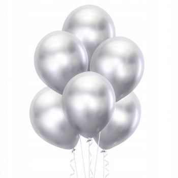 BALONY GUMOWE 12" 30 CM SREBRNE CHROM 5 SZT