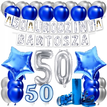 ZESTAW BALONY NA 50 URODZINY LAT + IMIĘ 100 CM