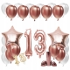 ZESTAW BALONY 13 URODZINY ROSE GOLD 100 CM