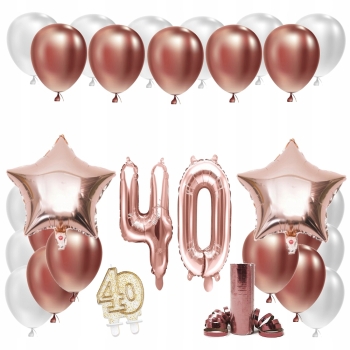 ZESTAW BALONY 40 URODZINY ROSE GOLD 100 CM