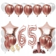 ZESTAW BALONY 65 URODZINY ROSE GOLD 100 CM