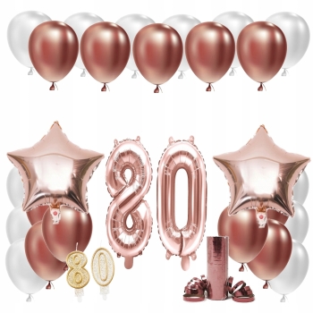 ZESTAW BALONY 80 URODZINY ROSE GOLD 100 CM