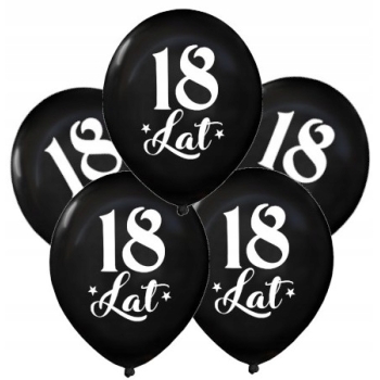 balony osiemnastka 18 lat czarny 5 szt